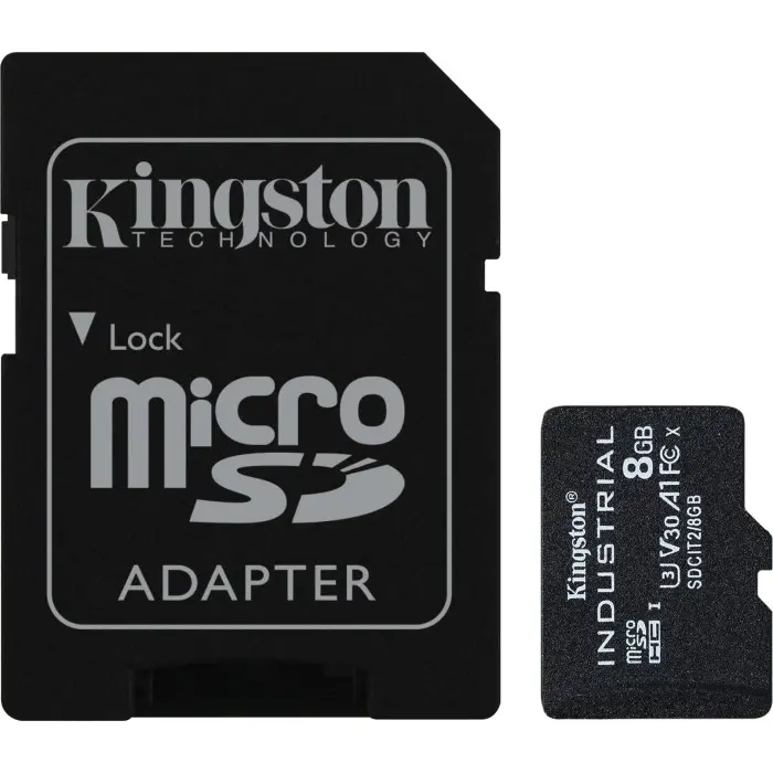 Kingston Industrial 8GB microSDHC Memory Card (Black, UHS-I U3, Class 10, V30, A1)