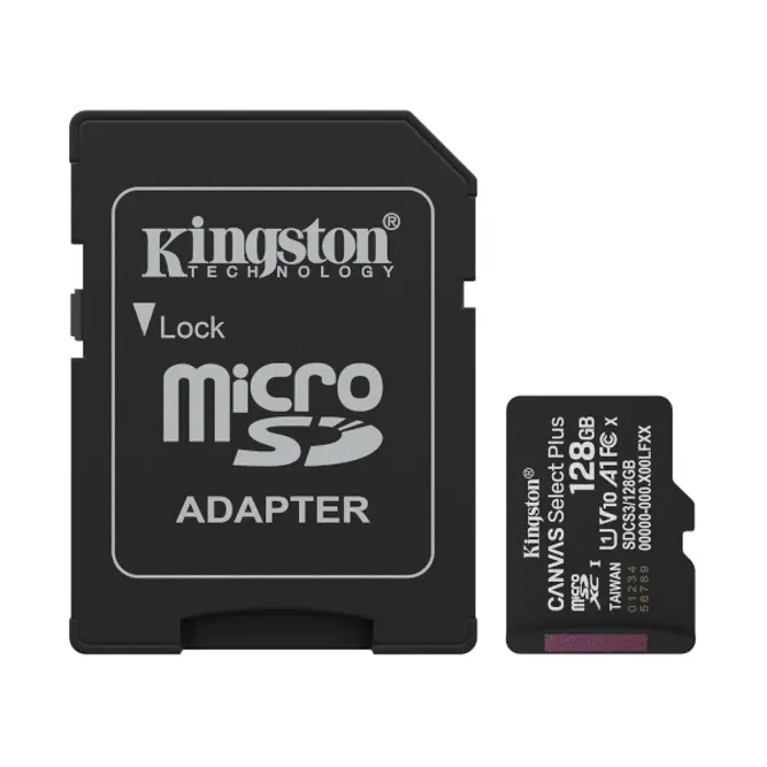 Kingston microSD, Canvas Select Plus, R150, 128GB
