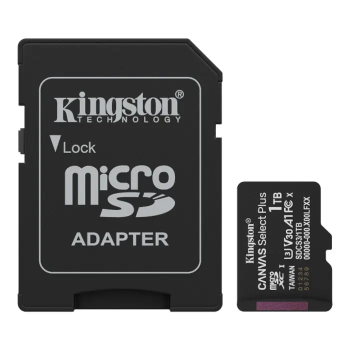 Kingston microSD, Canvas Select Plus, R150, 1TB