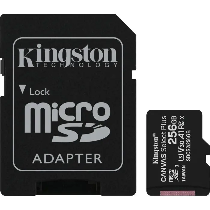 Kingston R100 128 GB microSDXC, memory card (black, UHS-I (U3), Class 10, V30, A2)
