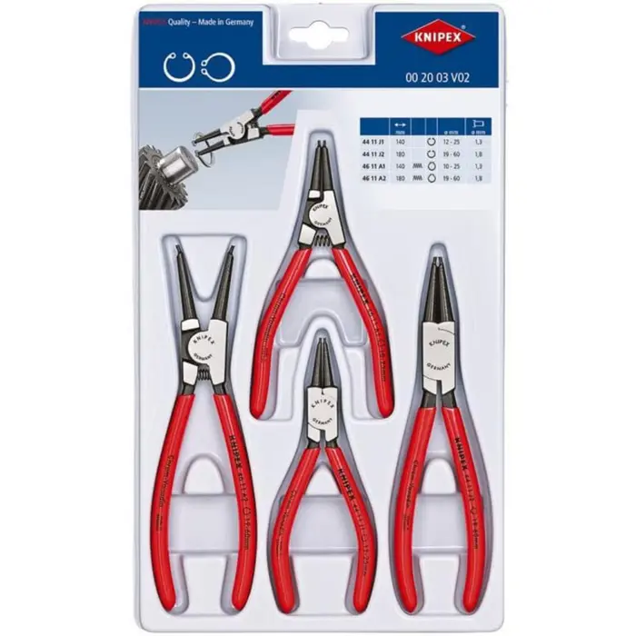 KNIPEX circlip pliers set 00 20 03 V02 (red, 4-piece, straight)