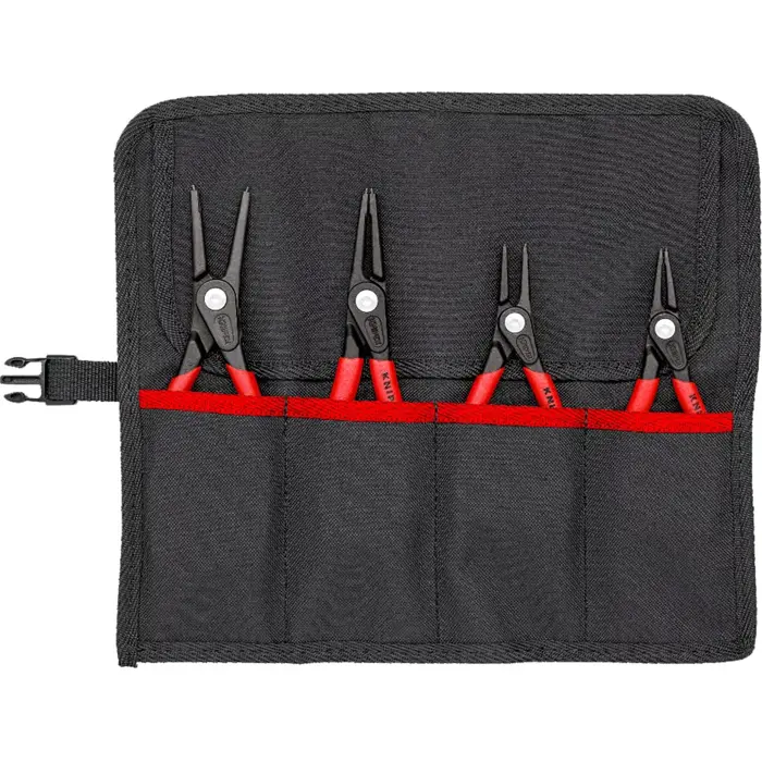 KNIPEX circlip pliers set O 12 - 60mm, 4-piece red, 4x straight tips, in roll-up bag