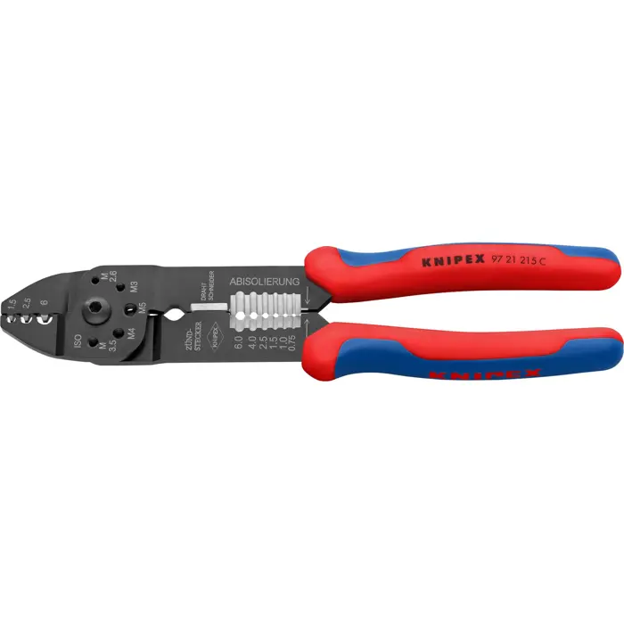 KNIPEX crimping pliers 97 21 215 C (red/blue, stripping, crimping 0.5 - 6.0mm2)