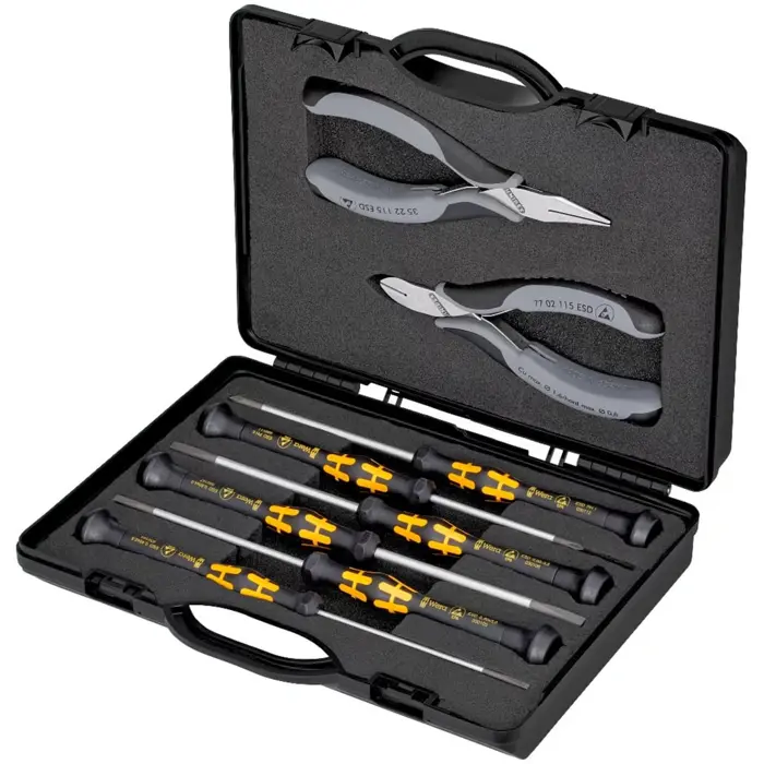 Knipex electronics pliers set ESD, 8 pieces (black/gray, ESD version, electrically dissipative)