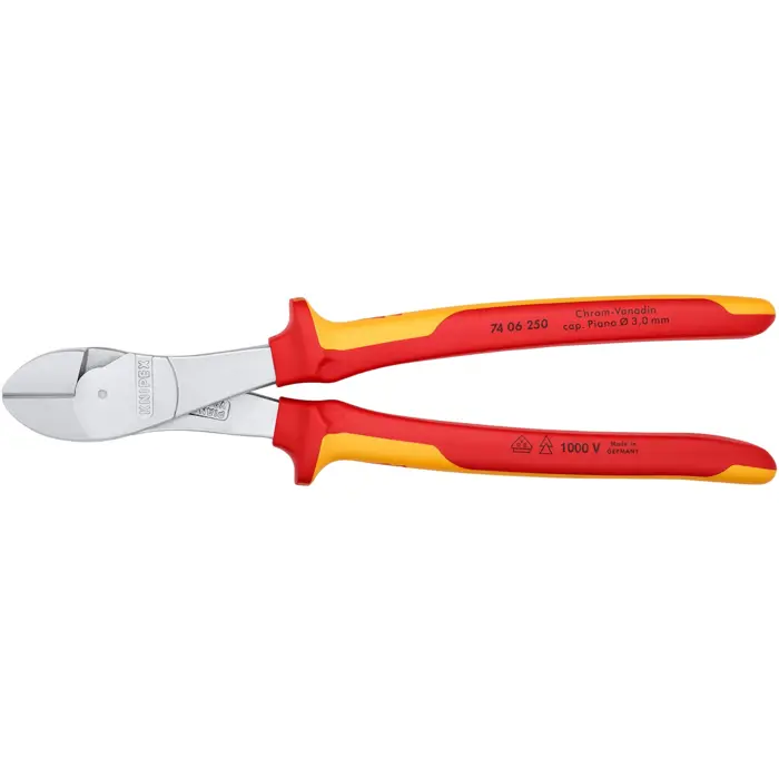 KNIPEX heavy-duty diagonal cutters 74 06 250 VDE, cutting pliers (red/yellow, length 250mm, VDE-tested)