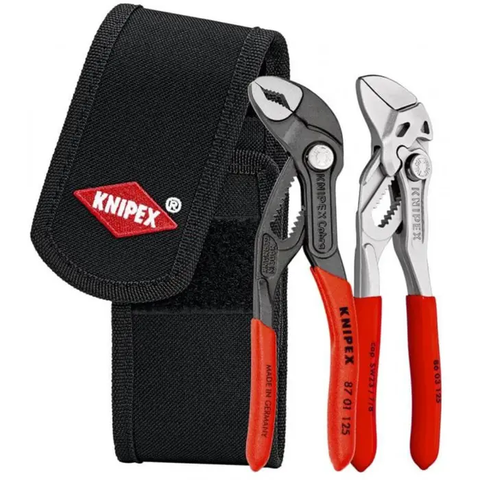KNIPEX mini pliers set, in tool belt bag, pliers set (red/black, 2 pieces)