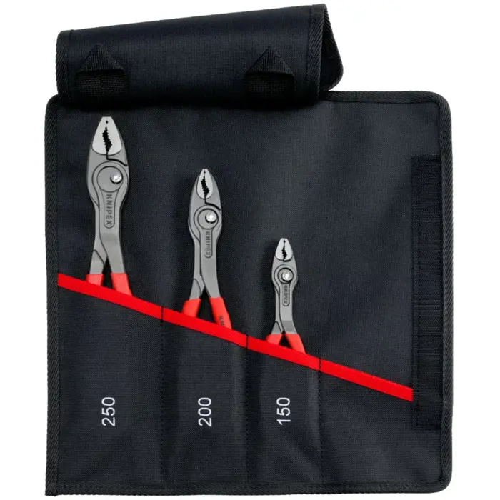 KNIPEX roll-up bag TwinGrip, front gripping pliers set 3-piece (red, length 150 / 200 / 250mm)