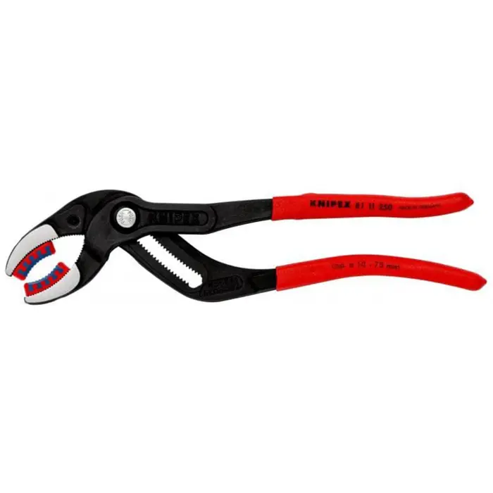 KNIPEX siphon and connector pliers "SpeedGrip", pipe / water pump pliers (red, length 250mm, with plastic inserts)