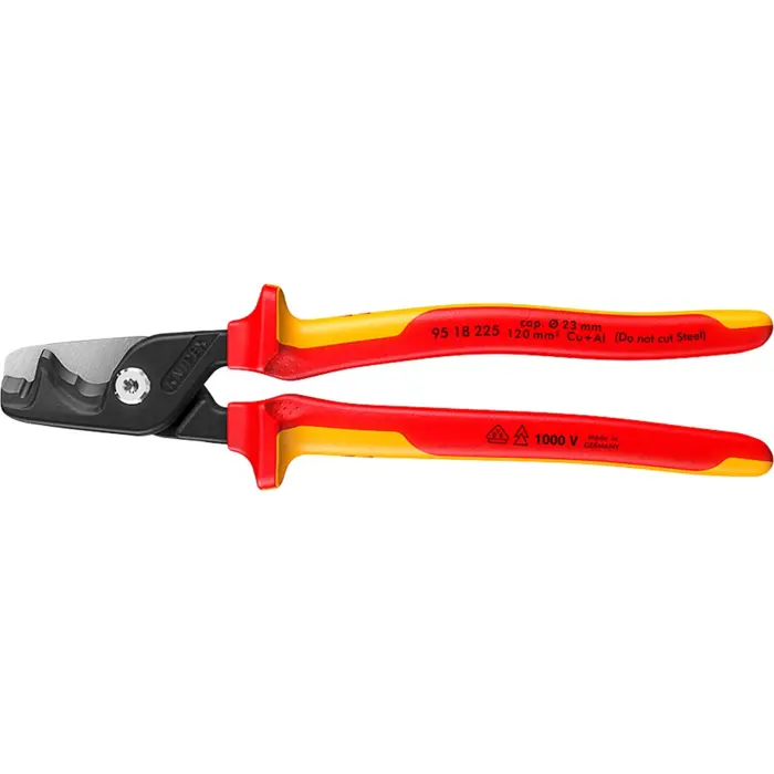 KNIPEX StepCut XL cable cutters 95 18 225 VDE, cutting pliers (red/yellow, length 225mm)