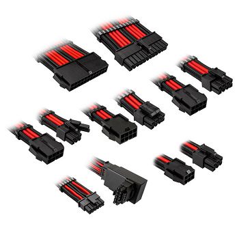 Kolink Core Pro Braided Cable Extension Kit 12V-2x6 Type 1 - Jet Black/Racing Red-COREPRO-EK-12VT1-BRD