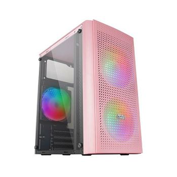 Kućište Mars Gaming MC300P Pink, MicroATX, Tempered Glass, Mesh Front, 3x120mm Fans