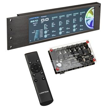 Lamptron CU135 fan controller + RGB controller with display, ARGB - black LAMP-CU135A