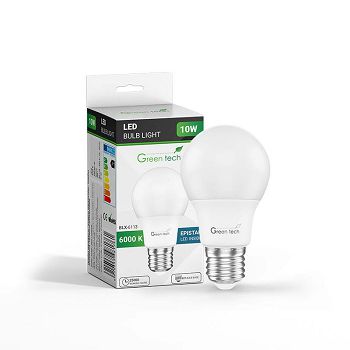 LED žarulja Green Tech 10W, 6000K, E27, A60, Flux: 1000 lm, IP40, Epistar chip