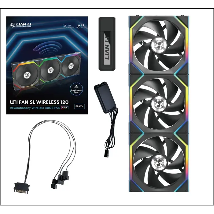 Lian Li UNI FAN CL Wireless Reverse Lüfter, 3er-Pack - 120mm, schwarz-12RCL1W3B