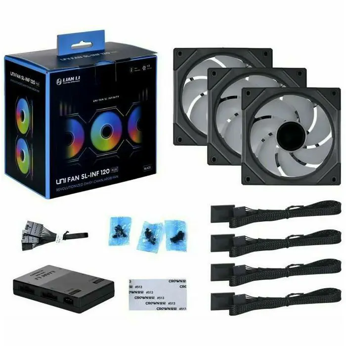 Lian Li UNI FAN SL-INF Wireless Lüfter, ARGB, PWM - 120mm, schwarz-12SLIN1W1B