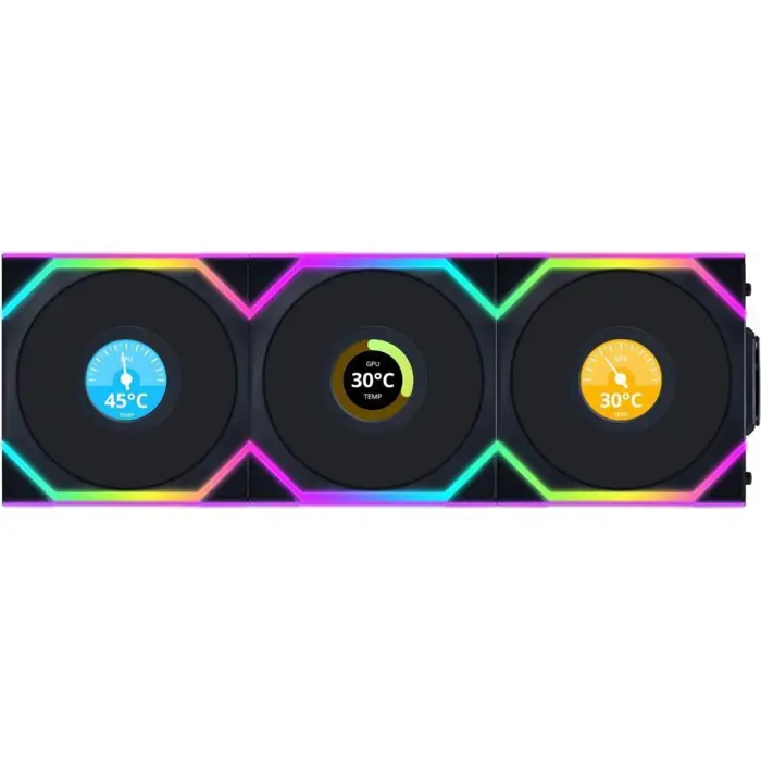 Lian Li UNI FAN SL Wireless LCD Fan, ARGB, PWM, 3-Pack incl. Controller - 120 mm, black