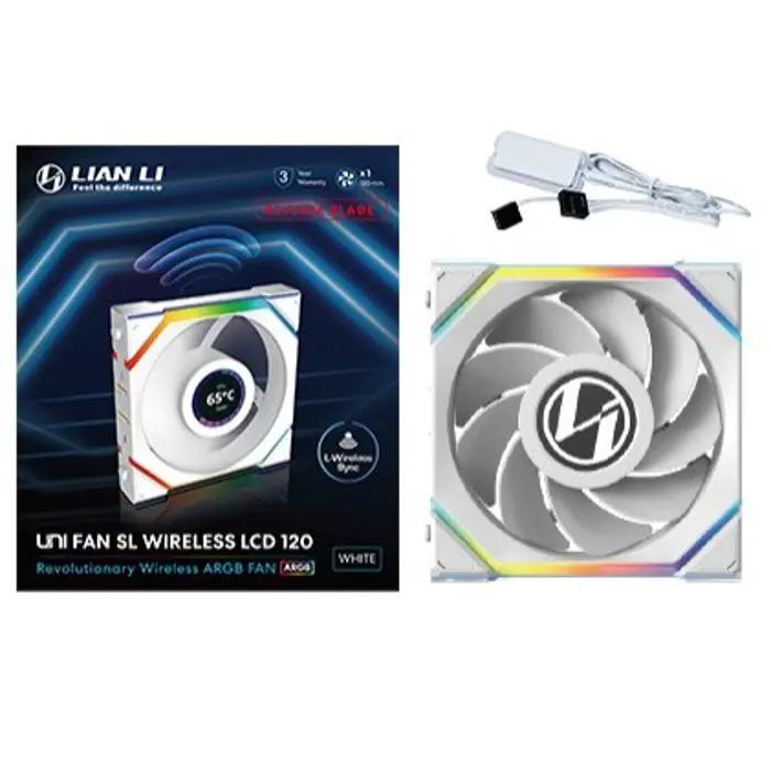 Lian Li UNI FAN SL Wireless LCD Fan, ARGB, PWM - Reverse Blade, 120 mm, white