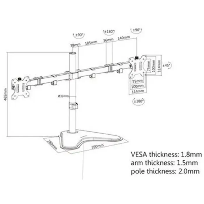 Manhattan nosač monitora 13"-32",8kg po monit,crni