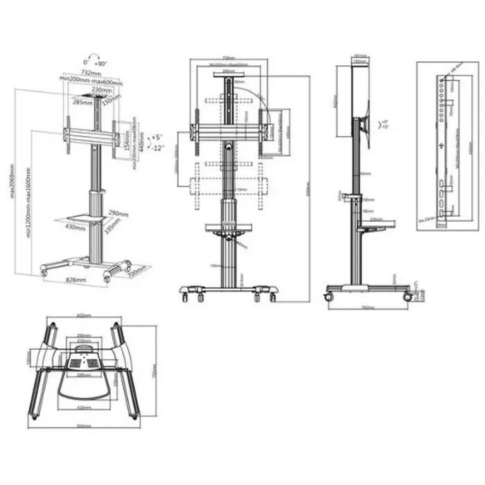 Manhattan pokretni podni stalak 37"-86",50 kg, Al