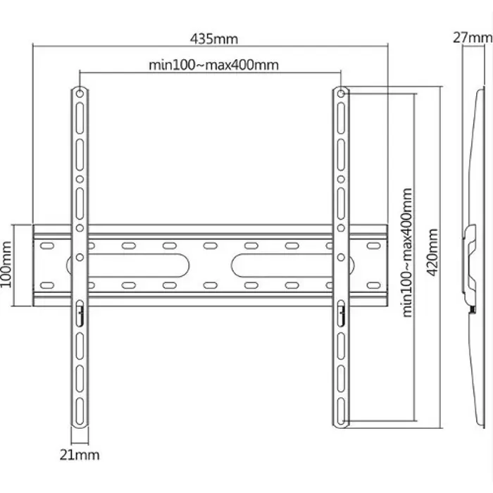 Manhattan TV nosač zidni 32"-55" do 45kg, crni