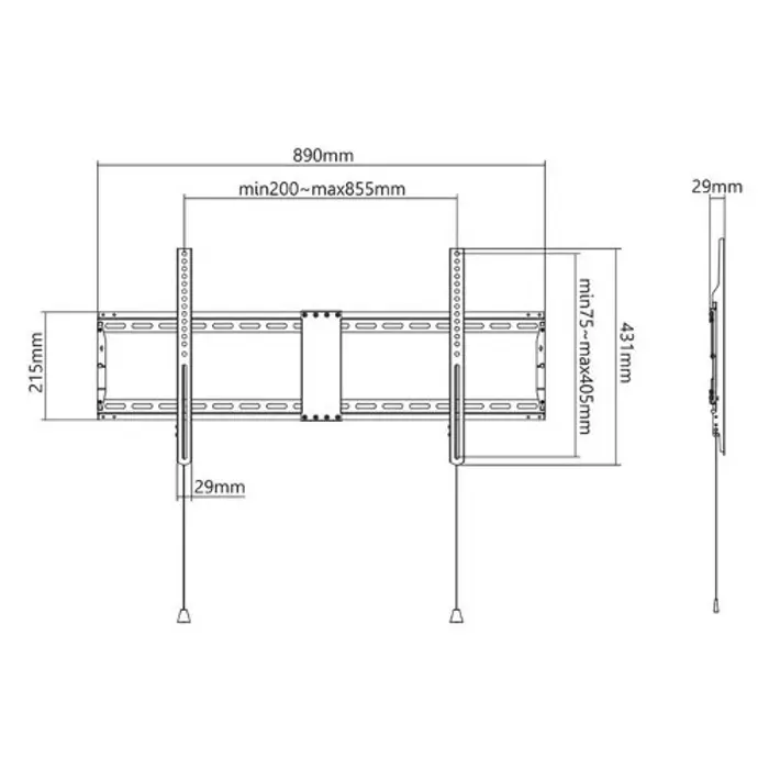 Manhattan TV nosač zidni 43"-100" do 70kg, crni