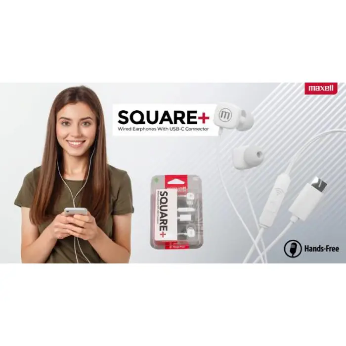 Maxell SQUARE USB-C slušalice, bijele