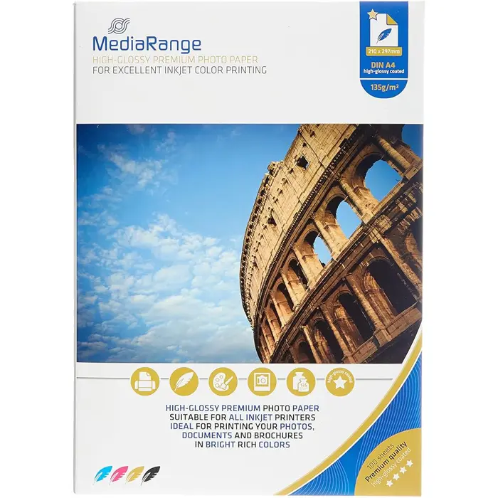 MediaRange FOTO PAPIR A4 100kom 135g SJAJNI za InkJet pisače , MRINK107
