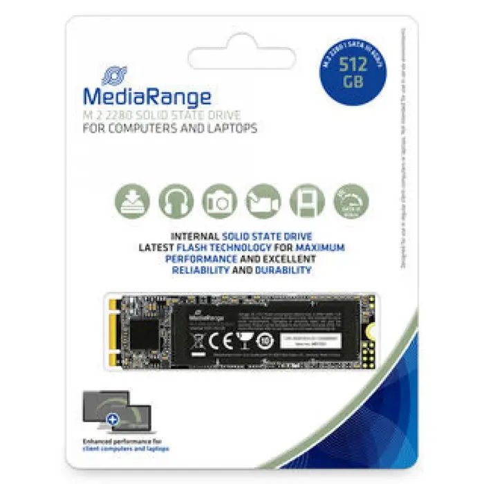 MediaRange M.2 2280 SSD, SATA, 512GB, black , MR1023