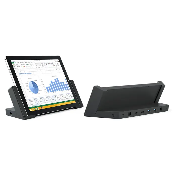 Microsoft Surface Pro 3 Docking Station; + adaptér;3xUSB 3.0, 2xUSB 2.0, Mini DisplayPort, RJ45, Jack 3.5mm - Premium Obnovljeno