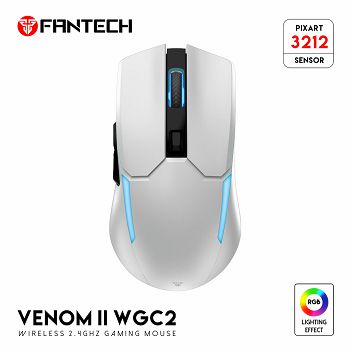 MIŠ GAMING BEŽIČNI FANTECH 2400 DPI VENOM II WGC2 SPACE EDITION BIJELI 