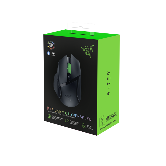 Miš Razer Basilisk V3 X HyperSpeed, bežični, 18000DPI, black, RZ01-04870100-R3G1