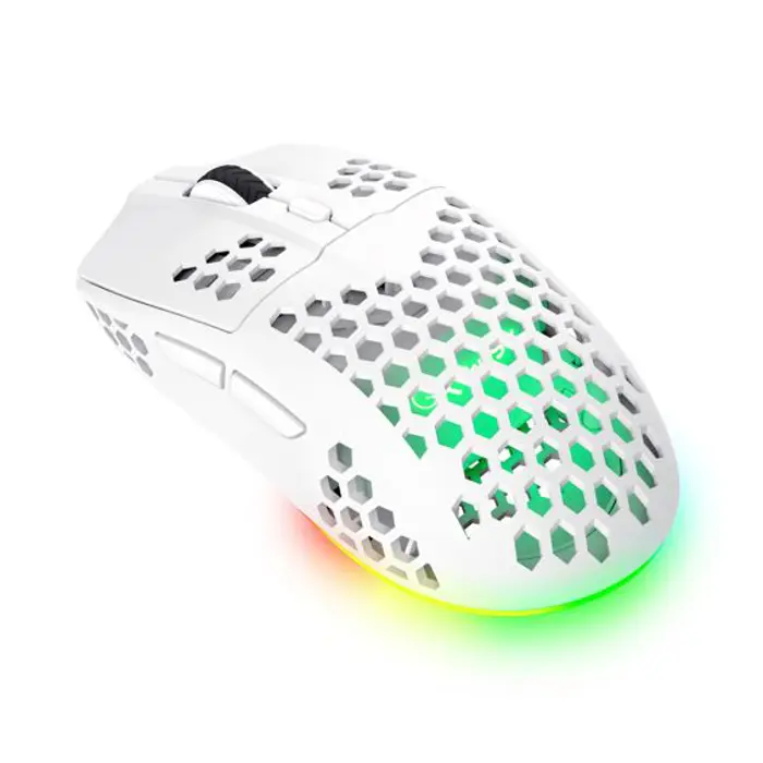 Miš TRUST GXT 929W Helox, Gaming, Punjivi, Bežični, Lightweight, White 
