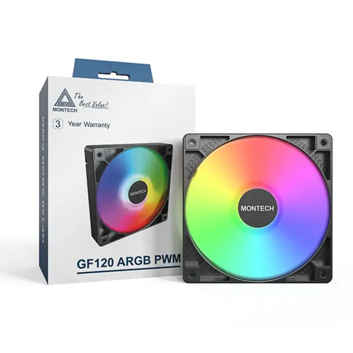 Montech GF120 PWM ARGB Lüfter, 3er Pack - 120mm, weiß-GF120 ARGB PWM (W) 3 IN 1