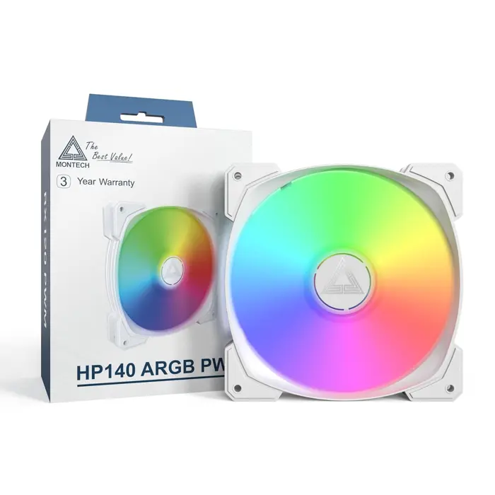 Montech HP140 PWM ARGB Lüfter, 3er Pack - 140mm, weiß-HP140 ARGB PWM (W) 3 IN 1
