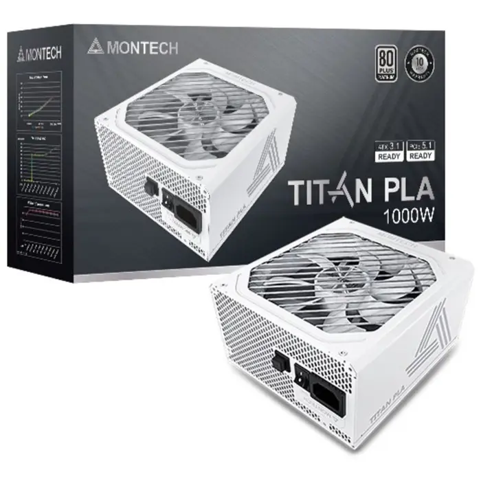 Montech Titan PLA 1000W - 80 PLUS & Cybenetics Platinum, modular, PCIe 5.1 - 1000 Watt-TITAN PLA 1000W