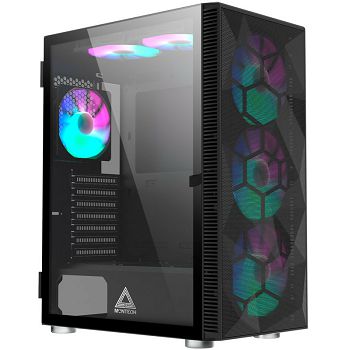 Montech X3 Mesh Midi-Tower, RGB, Tempered Glass - black X3 MESH BK