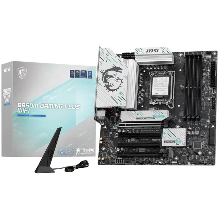 MSI B860M Gaming Plus WiFi Mainboard, Sockel LGA 1851, Intel B860, mATX, DDR5-7E42-003R