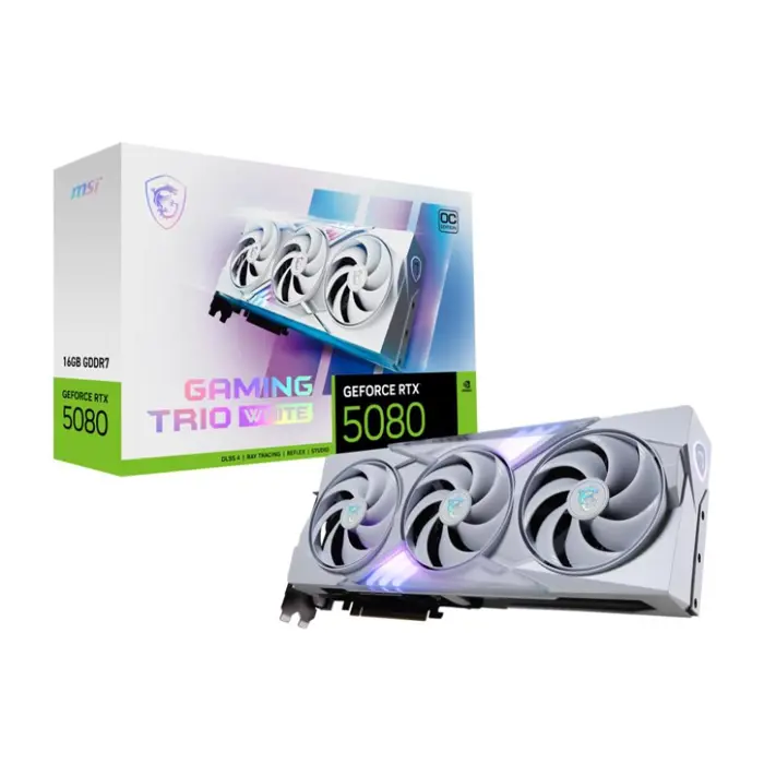 MSI GAMING GEFORCE RTX 5080 16G TRIO OC WHITE graphics card NVIDIA 16 GB GDDR7