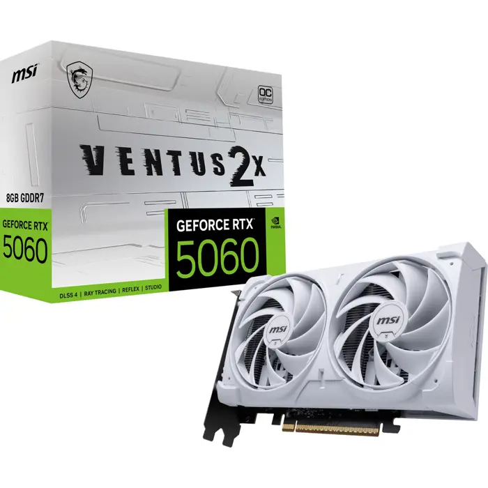 MSI GeForce RTX 5060 VENTUS 2X OC WHITE 8G, graphics card DLSS 4, 3x DisplayPort, 1x HDMI 2.1