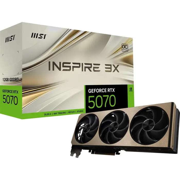 MSI GeForce RTX 5070 12G INSPIRE 3X OC (DLSS 4, 3x DisplayPort, 1x HDMI 2.1)