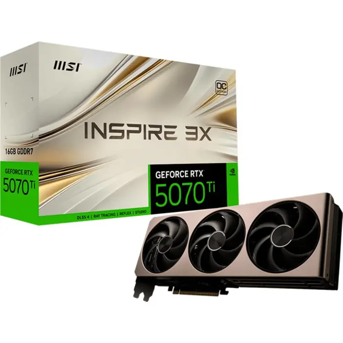 MSI GeForce RTX 5070 Ti 16G INSPIRE 3X OC (DLSS 4, 3x DisplayPort, 1x HDMI 2.1)