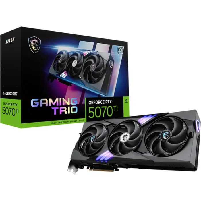 MSI GeForce RTX 5070 Ti GAMING TRIO OC, graphics card DLSS 4, 3x DisplayPort, 1x HDMI 2.1