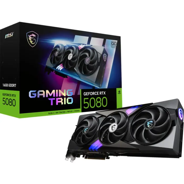 MSI GeForce RTX 5080 GAMING TRIO OC (DLSS 4, 3x DisplayPort, 1x HDMI 2.1)