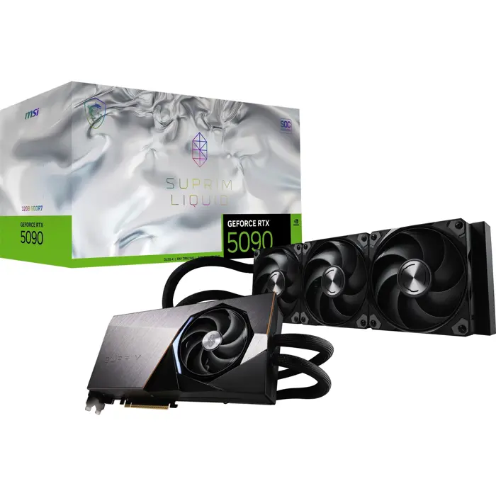 MSI GeForce RTX 5090 32G SUPRIM LIQUID SOC, graphics card DLSS 4, 3x DisplayPort, 1x HDMI 2.1