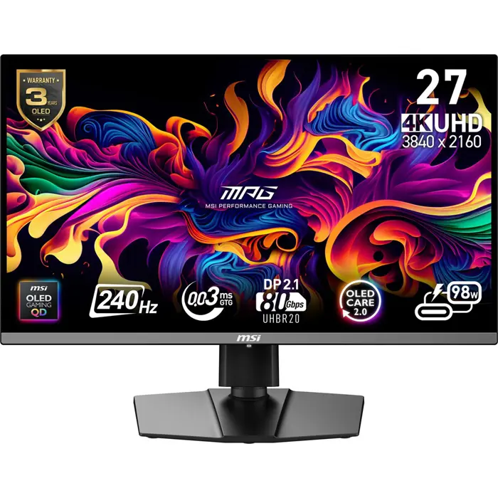 MSI MPG 272URXDE QD-OLED computer monitor 67.3 cm (26.5") 3840 x 2160 pixels 4K Ultra HD Black