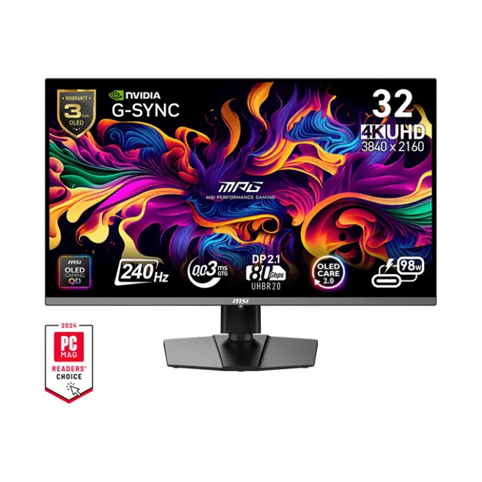 MSI MPG 322URX QD-OLED computer monitor 80 cm (31.5") 3840 x 2160 pixels 4K Ultra HD Black