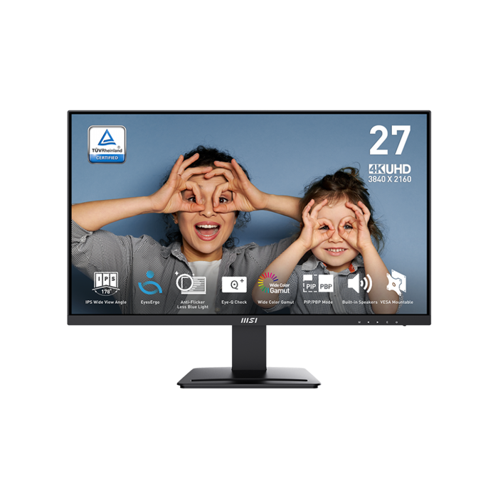MSI PRO MP273UDE Monitor, 27 inch, 4K, Adaptive Sync, IPS - DP, 2xHDMI