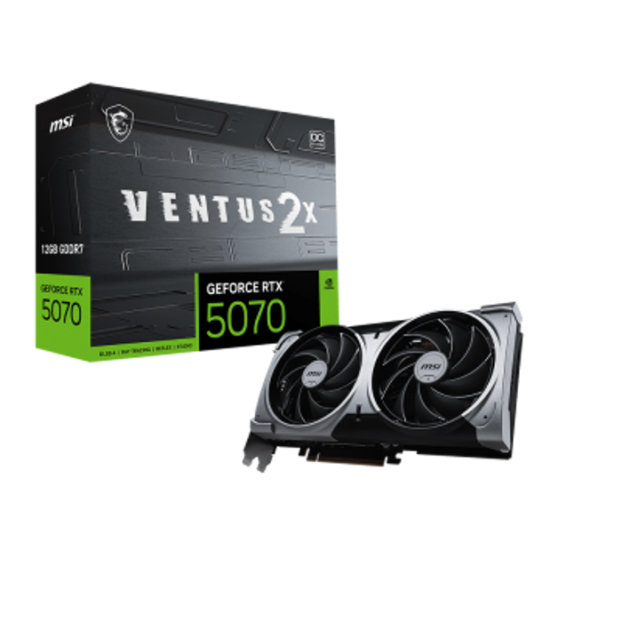 MSI Video Card Nvidia GeForce RTX 5070 12G VENTUS 2X OC (12GB GDDR7/192bit, PCI-E Gen5, 3x DP 2.1, 1x HDMI 2.1, 1x 16-pin Power Connector, Retail)