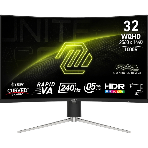 Monitor MSI MAG 325CQRXF E2 31.5" / WQHD / 240Hz / 0.5ms (GtG) / curved / black - adjustable stand - PD 15W