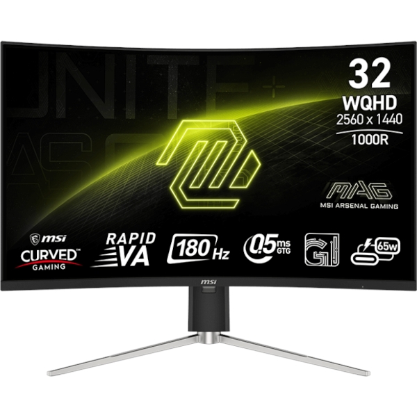 Monitor MSI MAG 325CQRF QD E2 31.5" / WQHD / 180Hz / 0.5ms (GtG) / curved / black - adjustable stand - PD 65W
